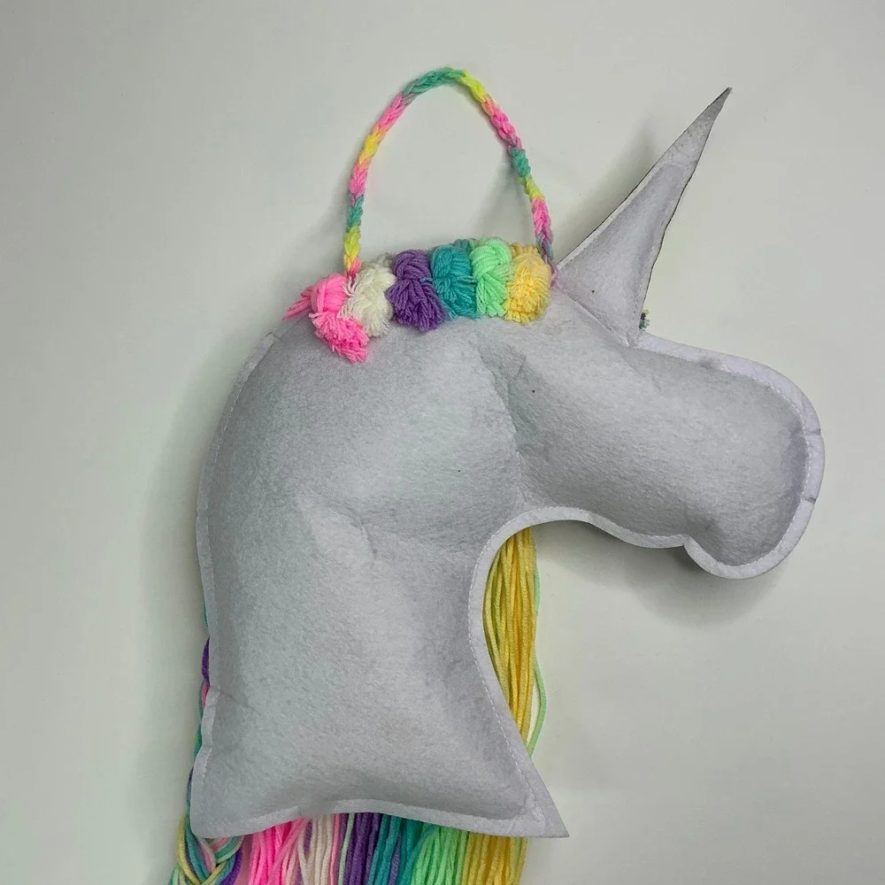 Unicorn Rainbow Hair Bow Organizer Wall Hanging Kids Room Decor Glitter Horn